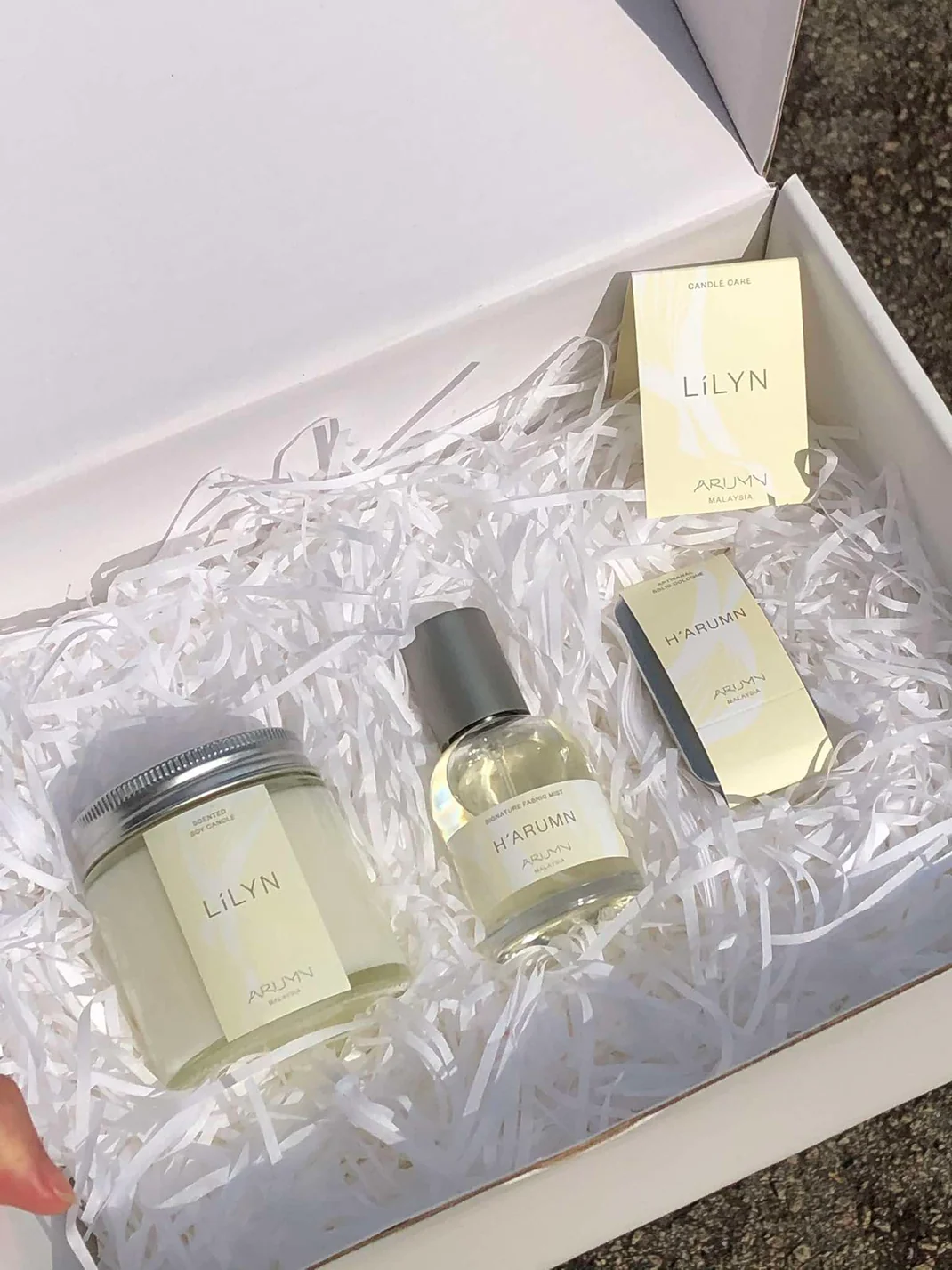 Personalised candle and perfume gift set in a presentation box